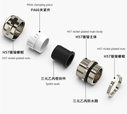 M10X1.5 ((3-6.5) Никельно покрытый латунный кабельный узел IP68 водонепроницаемый соединитель